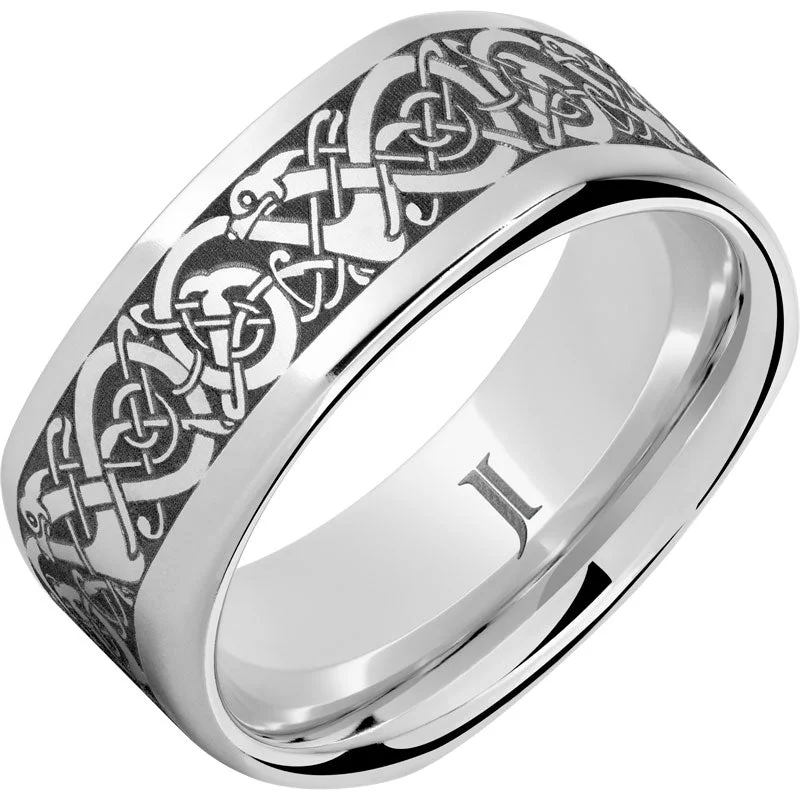 Peaceful sapphire gemstone rings for timeless blue grace -The Viking - Serinium® Square Engraved Ring