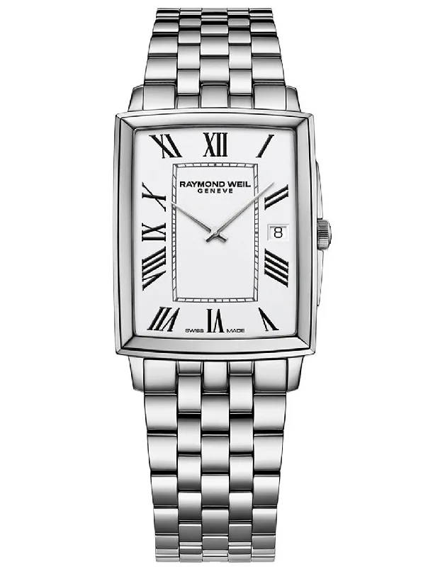 Limited edition men's watches with unique designs for collectors and watch enthusiasts -Toccata Men's Rectangular White Dial Bracelet Watch