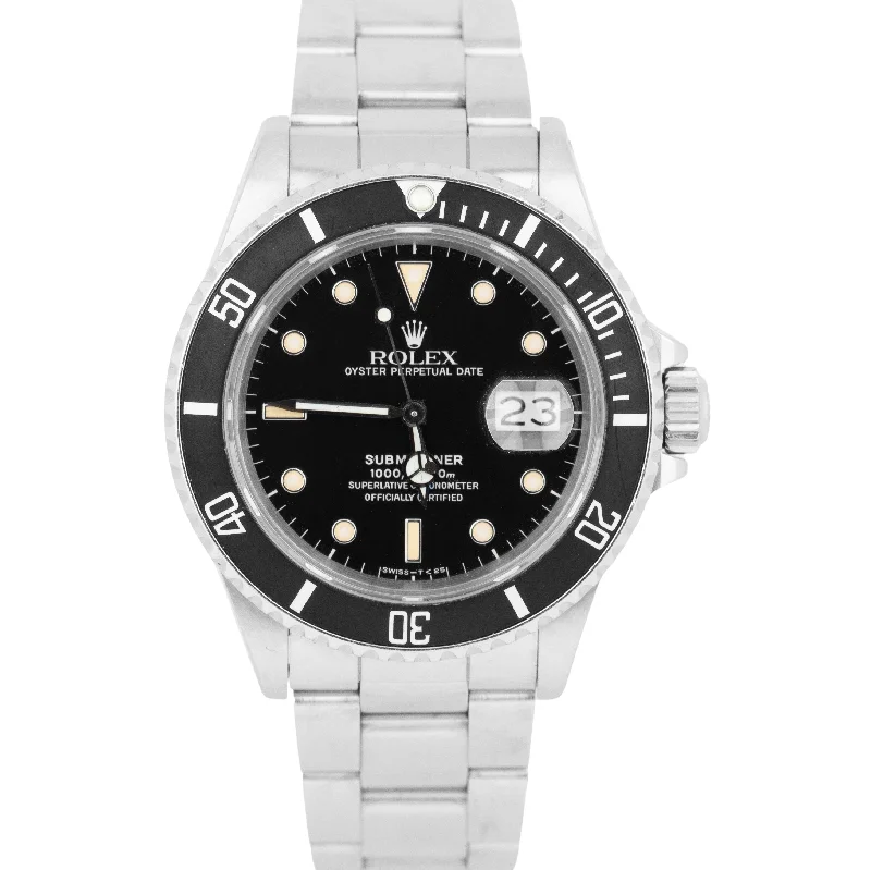 Classic men's wristwatches with minimalist dials for everyday casual elegance -TRIPLE ZERO UNPOLISHED Rolex Submariner Date PATINA Black R 40mm Watch 168000