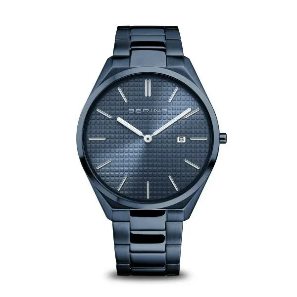 Men's watches with square faces and modern features for a futuristic and edgy look -Bering Men's Ultra Slim Blue Watch