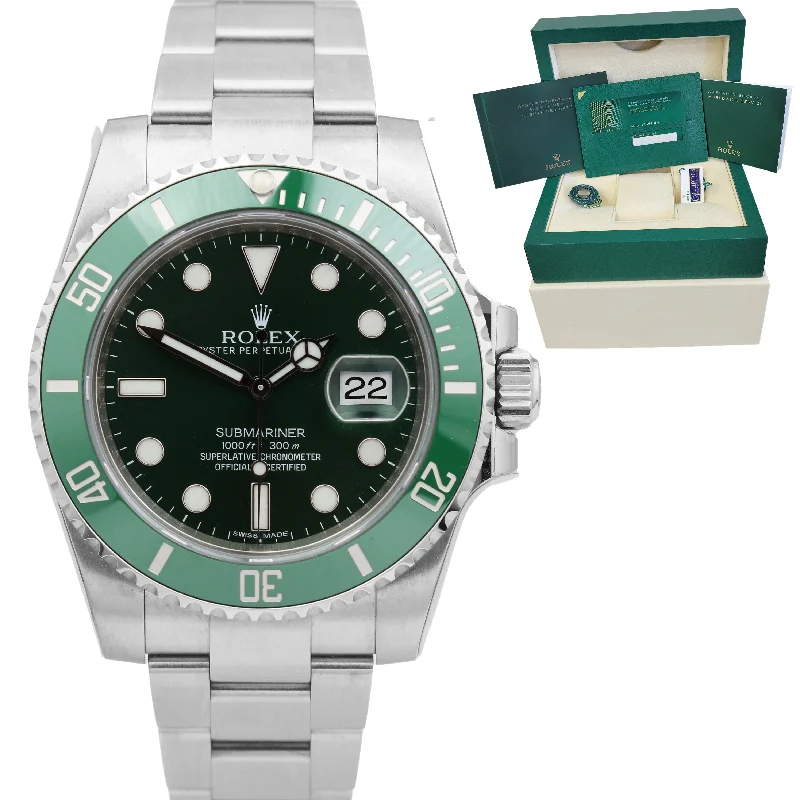 Men's digital watches with fitness and health features for a tech-savvy and active lifestyle -STICKERED UNDATED NEW CARD Rolex Submariner HULK Green 116610 LV 40mm Watch