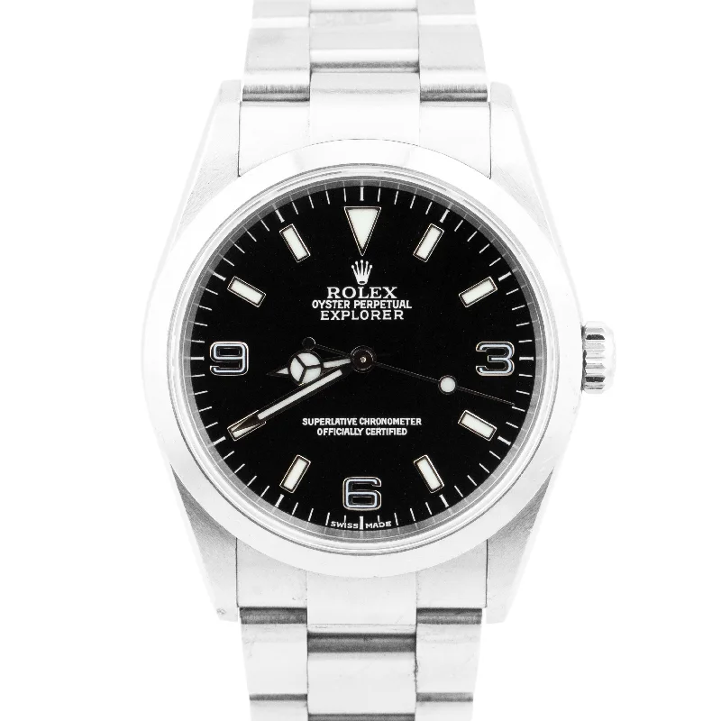 Unique men's watches with multi-colored faces and artistic designs for statement pieces -UNPOLISHED Rolex Explorer I Black 36mm Stainless Steel 3-6-9 Oyster Watch 114270