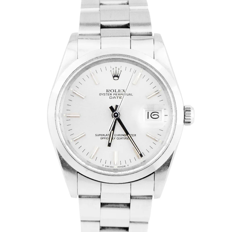 Men's watches with interchangeable bezels for a versatile design that fits any occasion -UNPOLISHED Rolex Oyster Perpetual Date 34mm Stainless Automatic Watch 15000