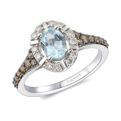 Breezy aquamarine gemstone rings with soothing blue tones -Vanilla Gold Aquamarine Le Vian Ring