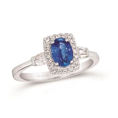 Tranquil aquamarine gemstone rings evoking gentle waves -Vanilla Gold Cornflower Sapphire Le Vian Ring