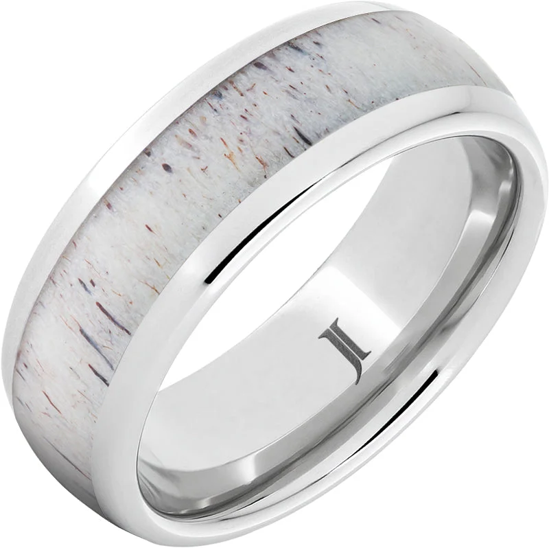 Classic pearl gemstone rings for white grace -Whitetail - Serinium® Antler Inlay Ring