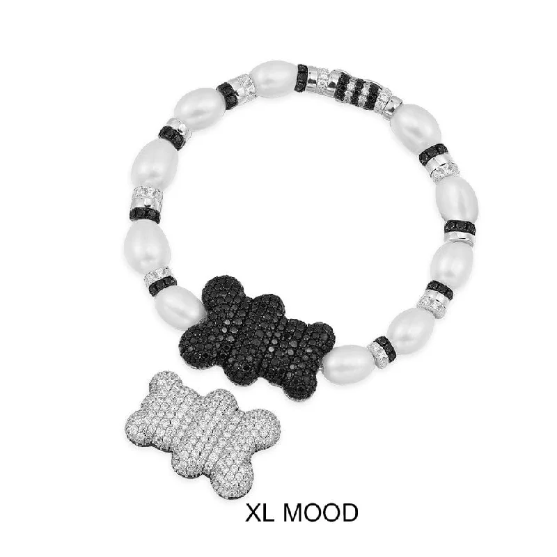 Luxe pave bangles glittering with tiny diamonds -XL Mood Yummy Bear Bracelet with Pearls