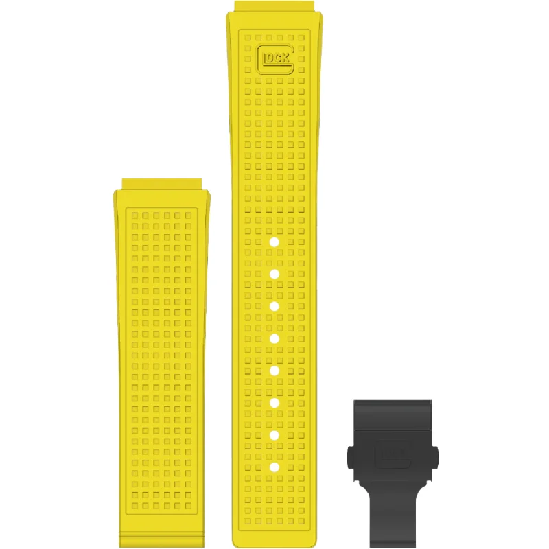 Men's watches with oversized dials and large numerals for bold, attention-grabbing fashion -Glock Yellow 22MM Black Clasp Watch Band