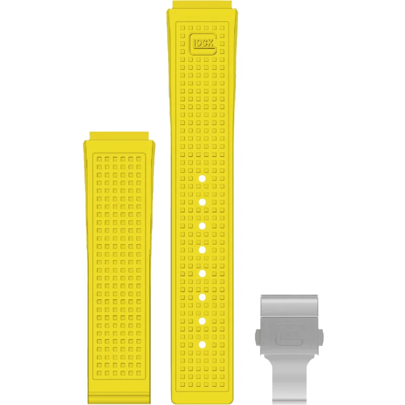 High-quality men's watches with Swiss quartz movements for reliable and precise timekeeping -Glock Yellow 22MM White Clasp Watch Band