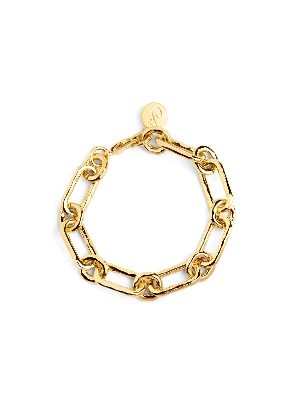 Vintage-inspired bracelets with floral engraved details -Zambia Link Gold Bracelet