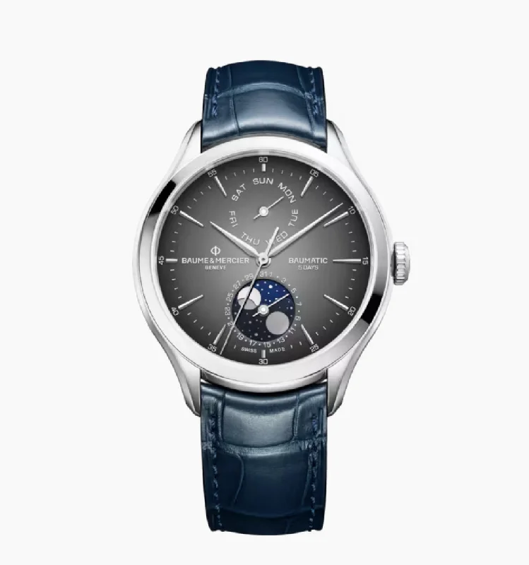 Classic men's watches with leather straps and simple faces for an elegant and refined look -BAUME & MERCIER-Clifton 10548

AUTOMATIC WATCH, DAY, DATE, MOON PHASE - 42 MM
M0A10548