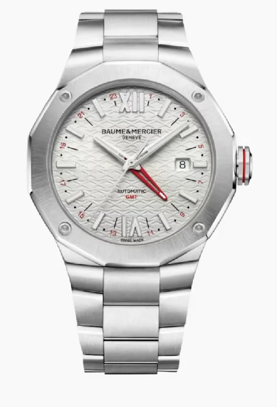 Men's watches with classic leather straps and stainless steel cases for a sophisticated appearance -BAUME & MERCIER-Riviera 10658 AUTOMATIC WATCH, GMT - 42MM M0A10658