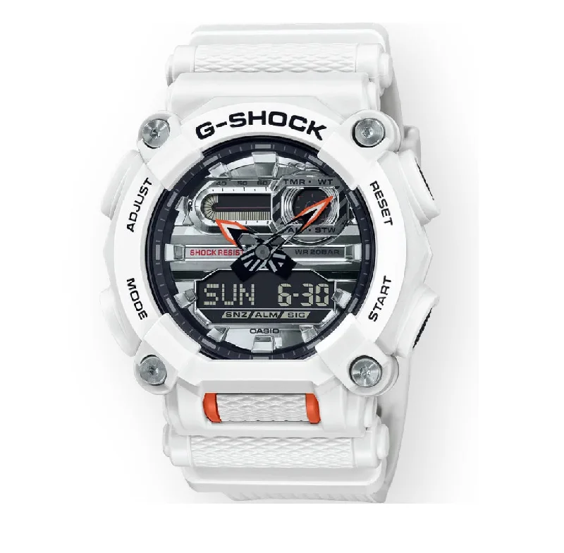 Men's watches with a combination of leather and metal bands for a unique, trendy style -G-Shock-G Shock White Limited Edition Watch GA900AS-7A