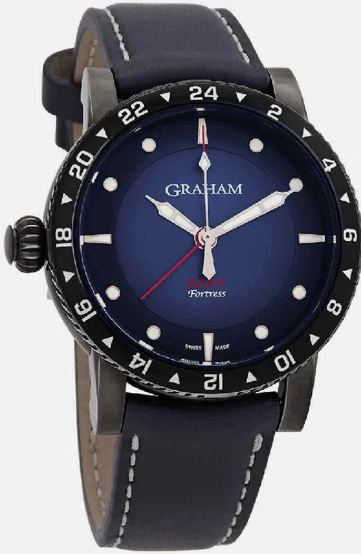 Men's sport watches with water resistance and durable rubber straps for outdoor activities -Graham Fortress GMT Automatic Blue Dial Men's Watch 2FOBV.U03A