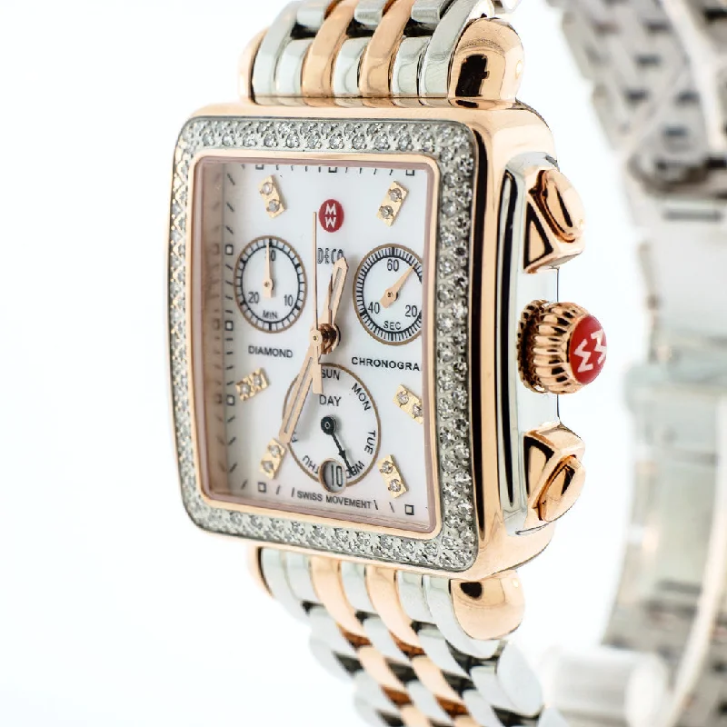 Men's watches with solar-powered technology for environmentally friendly and sustainable timekeeping -Signature Deco Diamond Two-Tone Rose Gold, Diamond Dial Watch