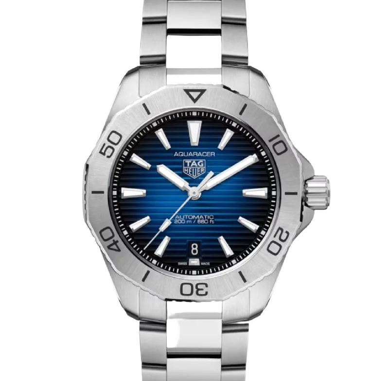 Affordable men's watches with black leather bands for a versatile and timeless design -TAG HEUER-AQUARACER PROFESSIONAL 200 DATE Automatic Watch - Diameter 40 mm WBP2111.BA0627