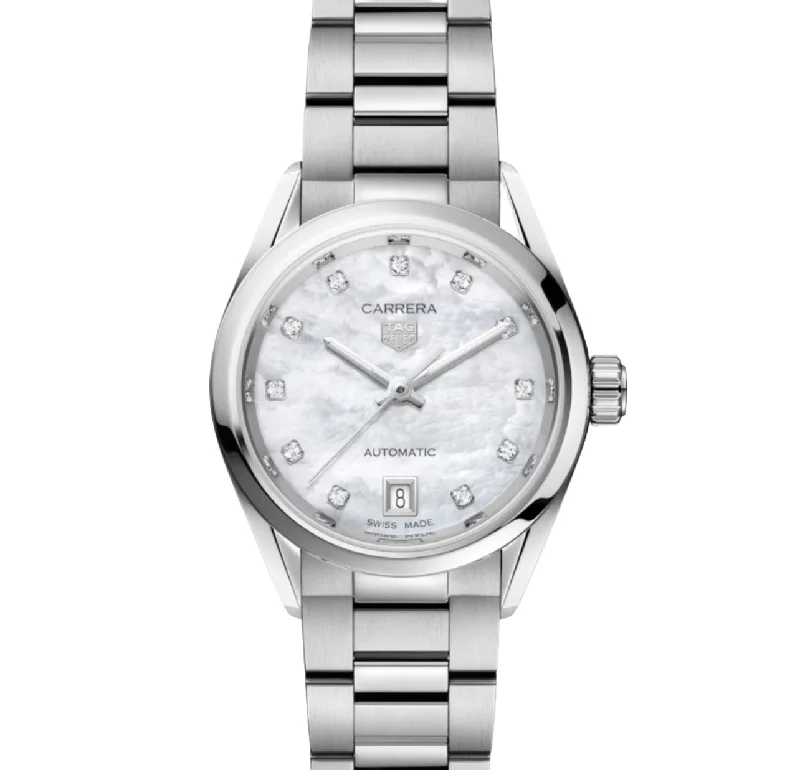 Men's watches with dual time zone features for international travelers and frequent flyers -TAG HEUER-CARRERA Automatic Watch, 29 mm, Steel WBN2412.BA0621