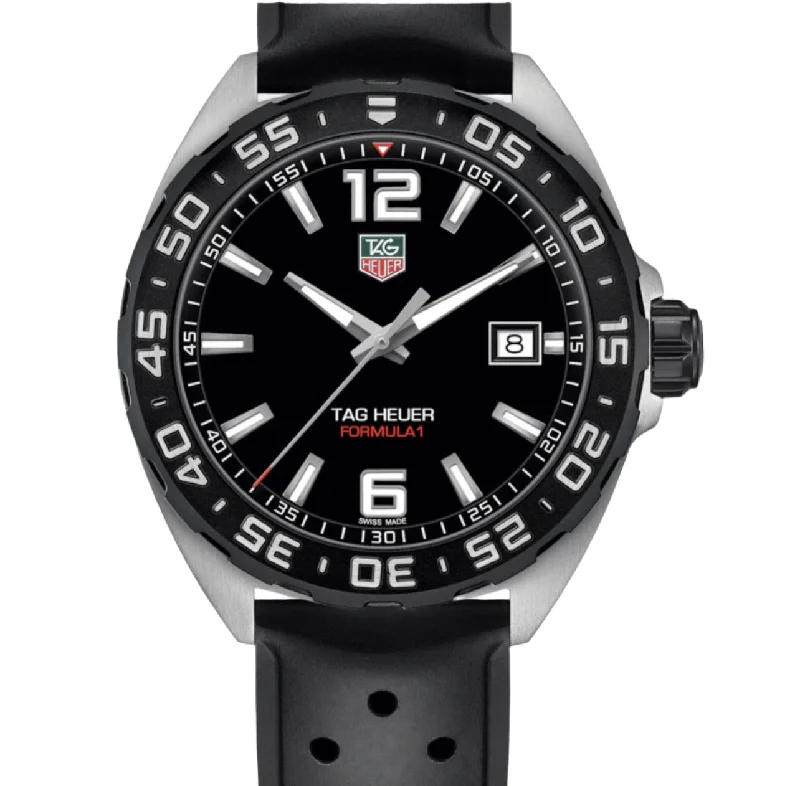 Fashionable men's watches with minimalist leather straps for a casual yet stylish appearance -TAG HEUER-FORMULA 1 Quartz Watch - Diameter 41 mm WAZ1110.FT8023