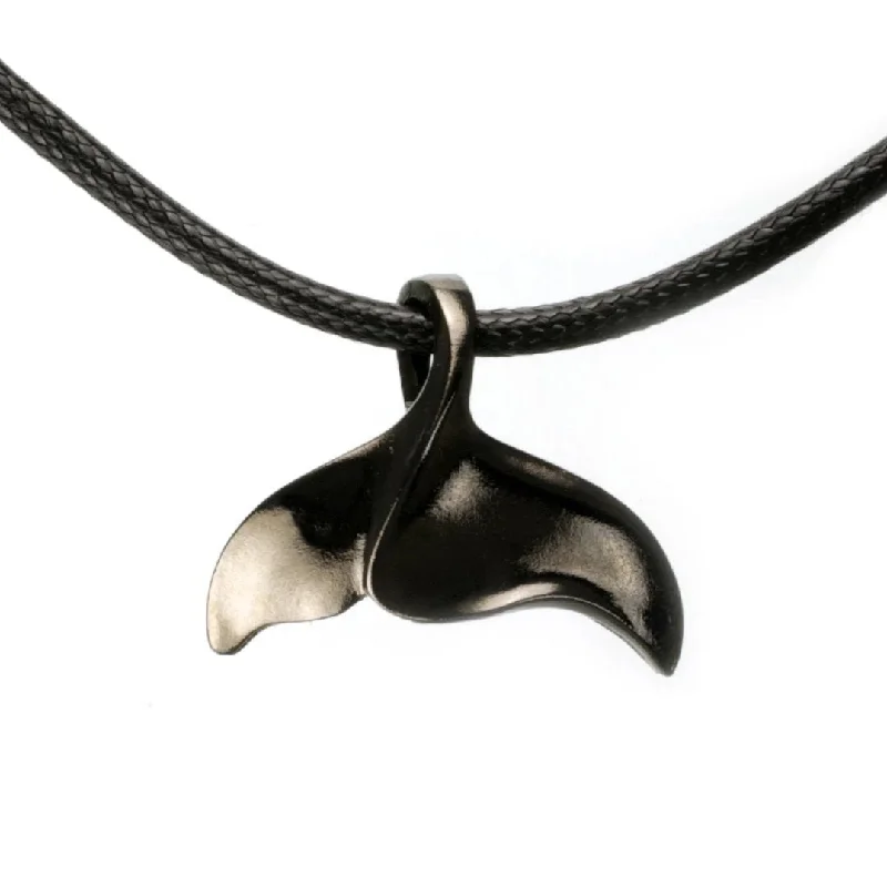 Men's watches with classic leather straps and stainless steel cases for a sophisticated appearance -Whale Tail Necklace Hematite- Whale Fluke Black Pendant, Whale Watching Gift, Jet Black Whale Fluke Necklace, Gifts for Whale Lovers, Fluke Charm